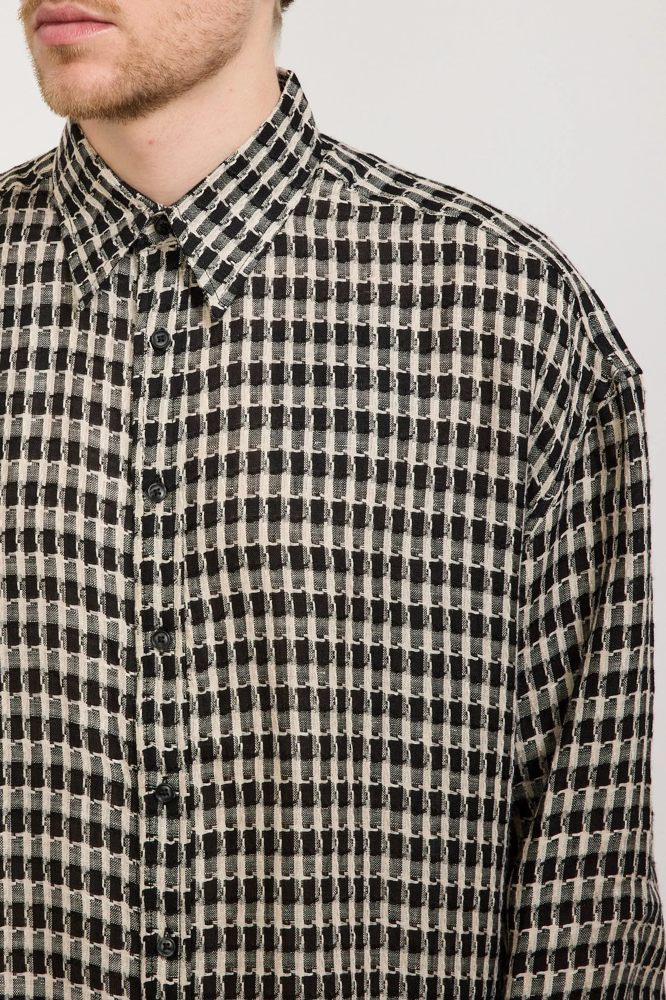 Boxy LS Shirt B/W Check