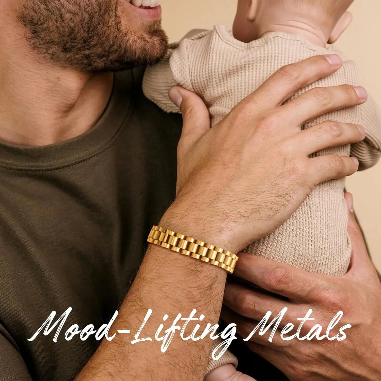 Bracelet for Men, Dainty Sterling Silver/14K Gold Plated Bracelet Non Tanish Christian Men's Bracelet Hand Chain Bracelet Chain Link Bracelet Simple Watch Band Design Dad Gifts 7.5 inch