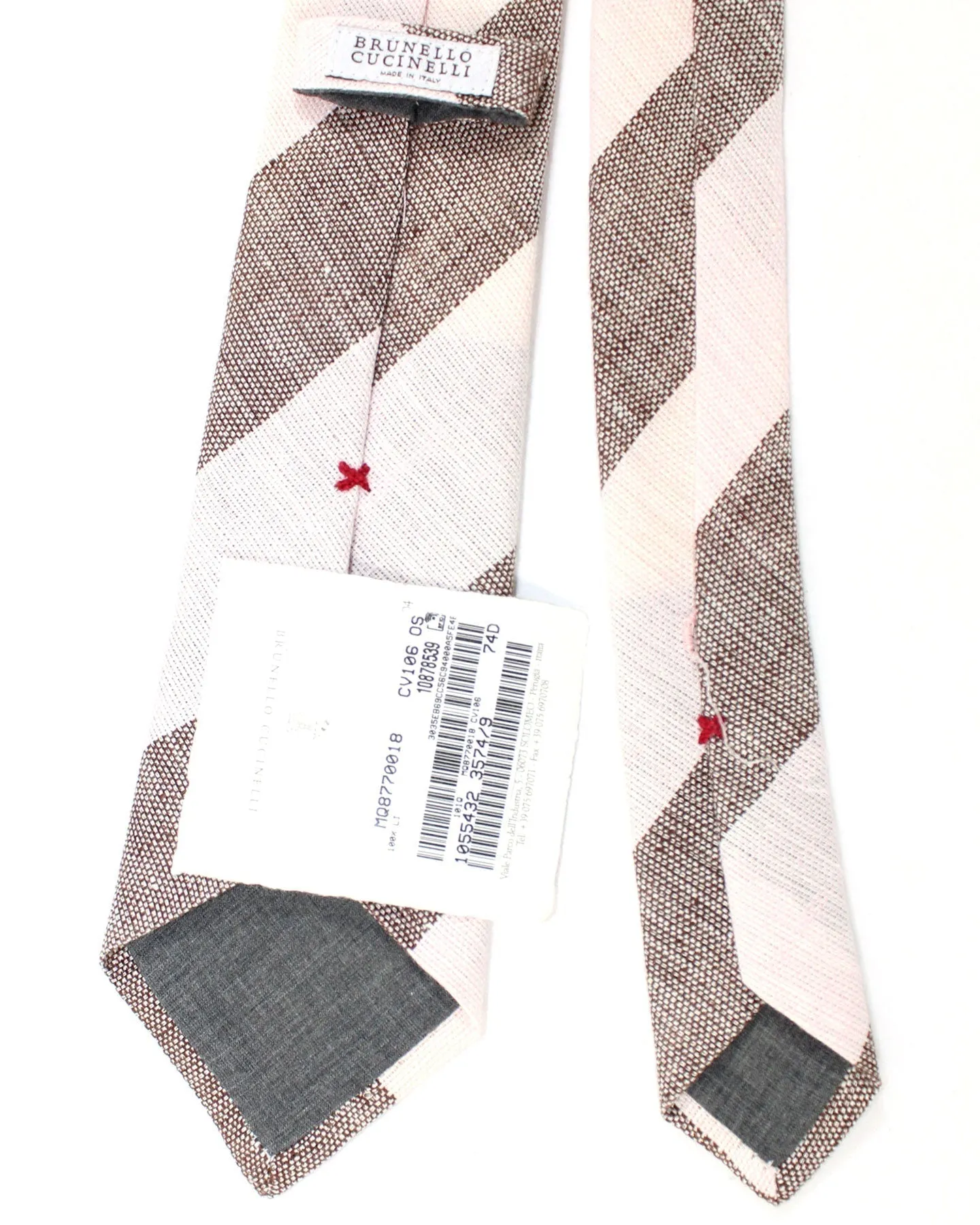 Brunello Cucinelli Linen Tie Light Pink Stripes FINAL SALE