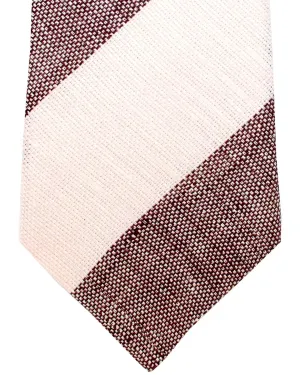 Brunello Cucinelli Linen Tie Light Pink Stripes FINAL SALE