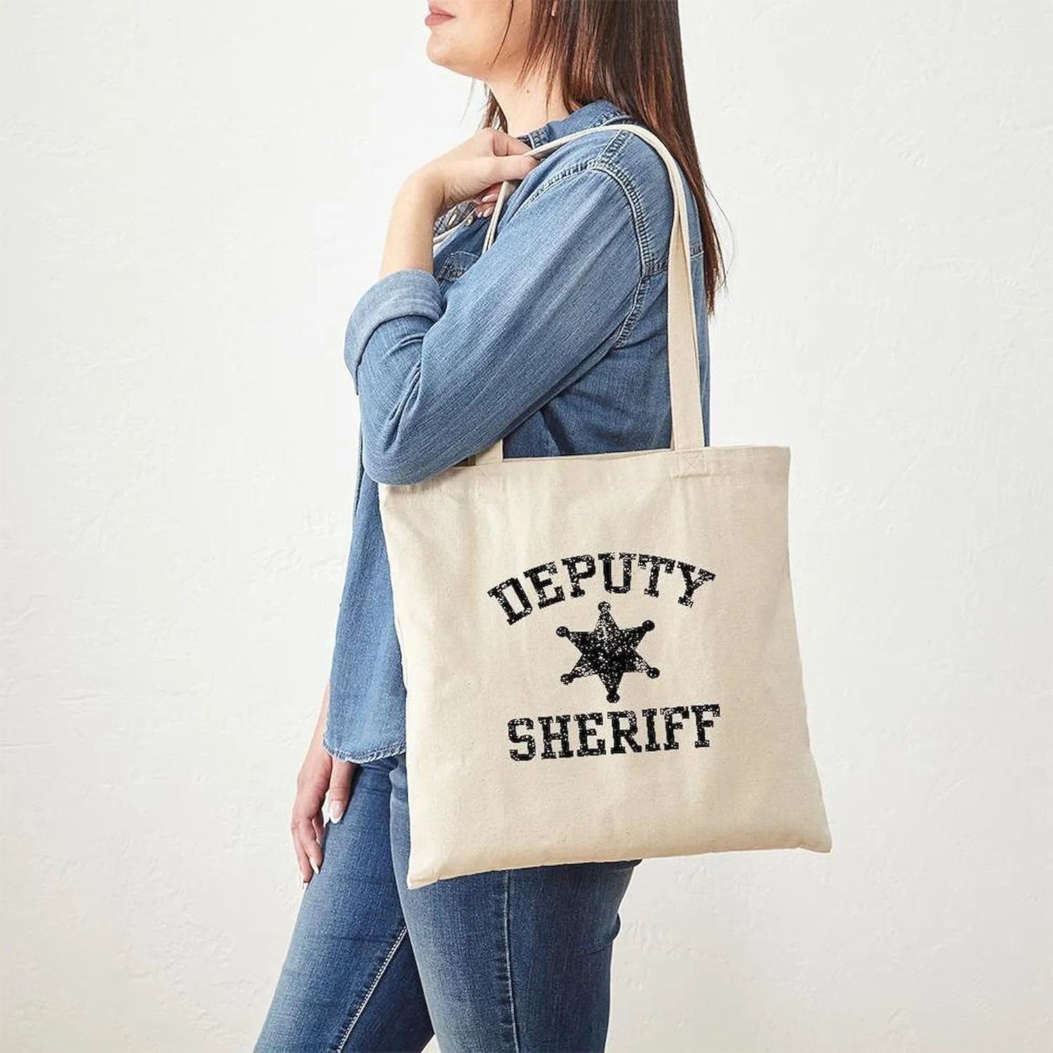 CafePress Deputy Sheriff Tote Bag Natural Canvas Tote Bag, Reusable Shopping Bag