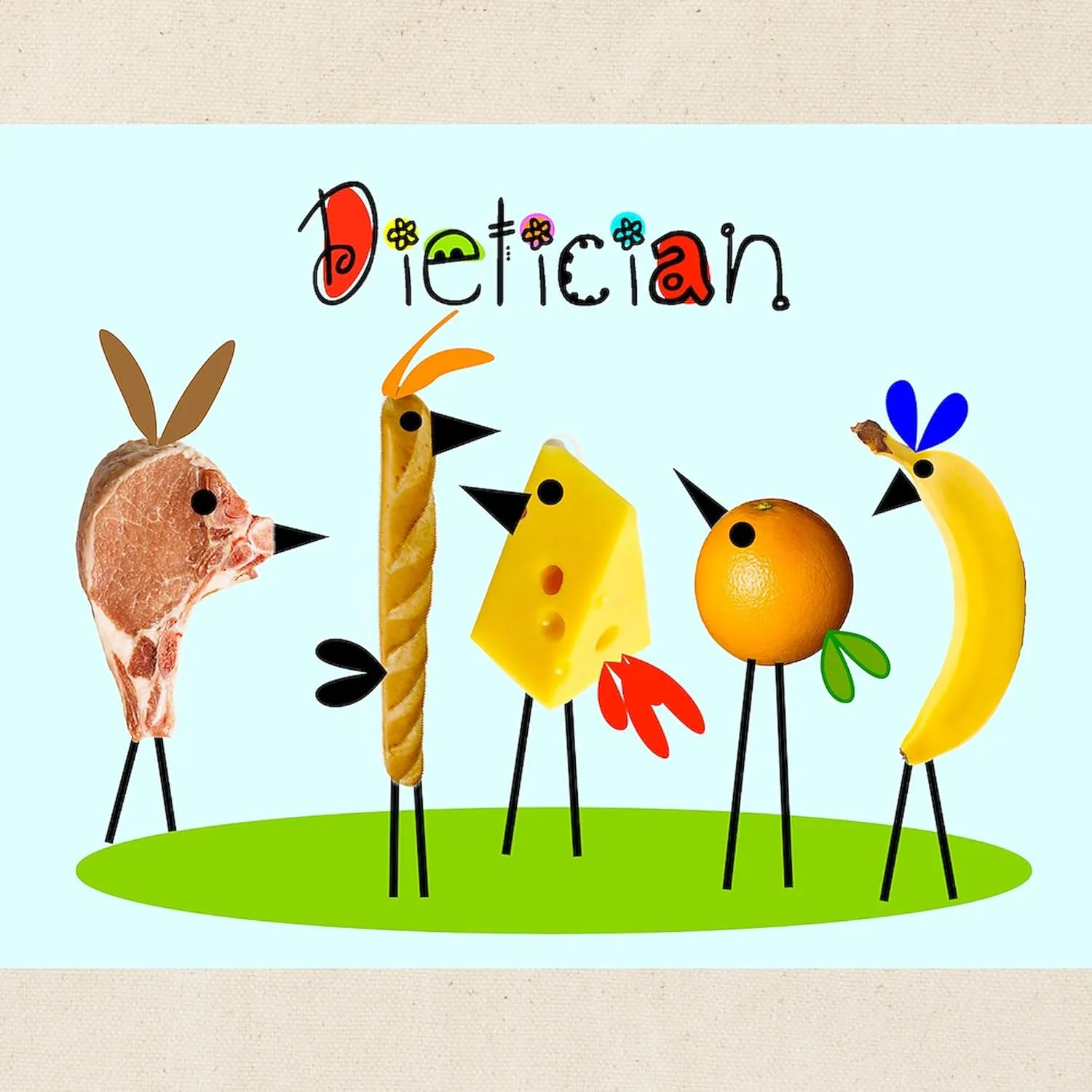 CafePress Dietician Birds 3 Tote Bag Natural Canvas Tote Bag, Reusable Shopping Bag