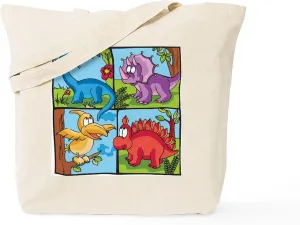 CafePress Dino Friends Tote Bag Natural Canvas Tote Bag, Reusable Shopping Bag