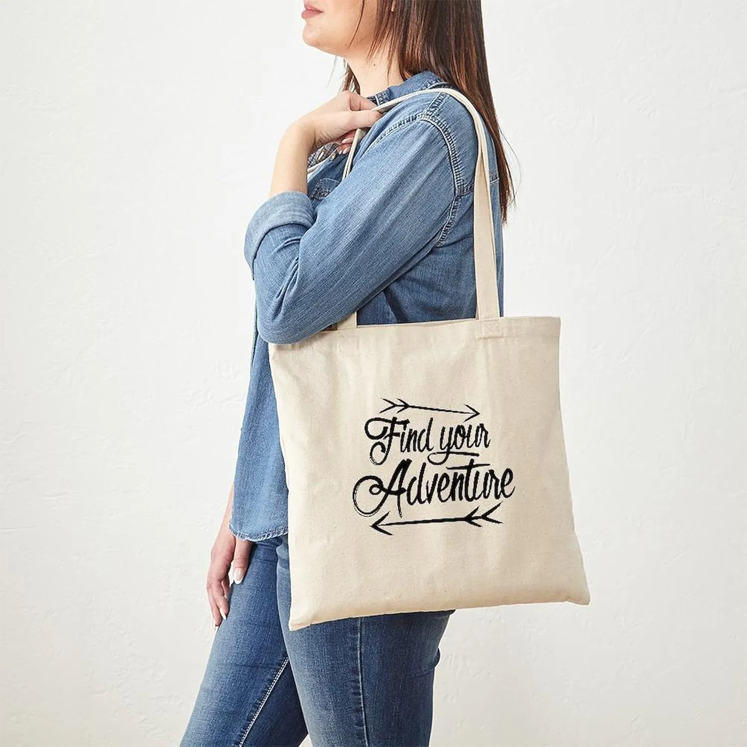 CafePress Find Adventure Tote Bag Natural Canvas Tote Bag, Reusable Shopping Bag