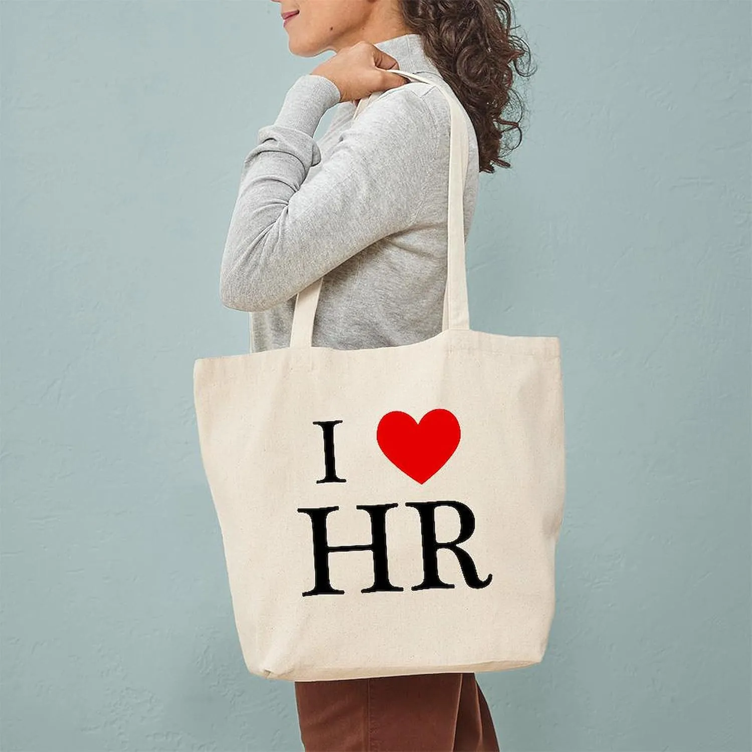 CafePress I Heart HR Tote Bag Natural Canvas Tote Bag, Reusable Shopping Bag