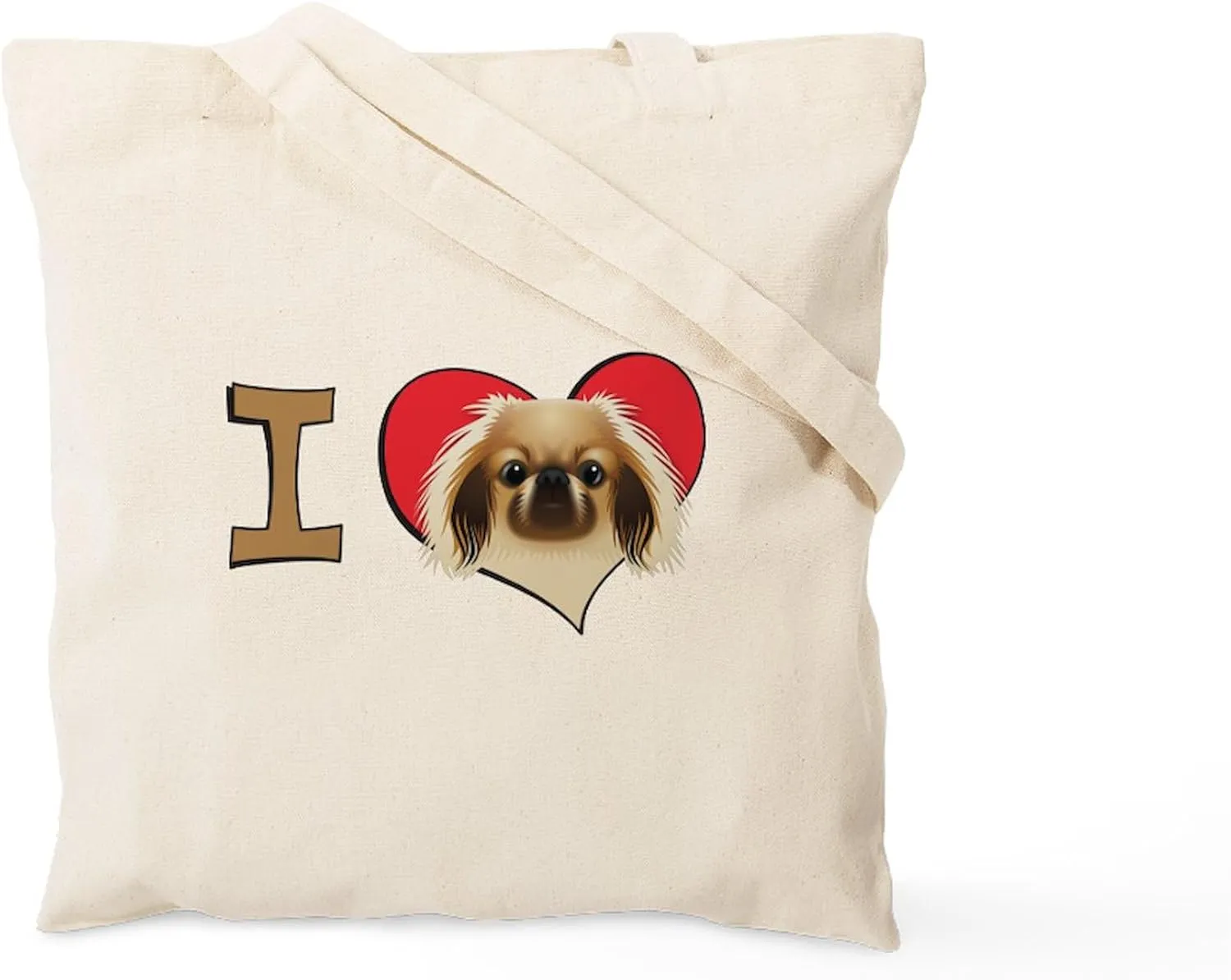 CafePress I Heart Pekingese Tote Bag Natural Canvas Tote Bag, Reusable Shopping Bag