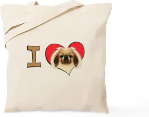 CafePress I Heart Pekingese Tote Bag Natural Canvas Tote Bag, Reusable Shopping Bag