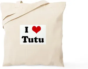 CafePress I Love Tutu Tote Bag Natural Canvas Tote Bag, Reusable Shopping Bag