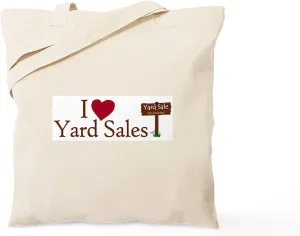 CafePress I Love Yard Sales Tote Bag Natural Canvas Tote Bag, Reusable Shopping Bag