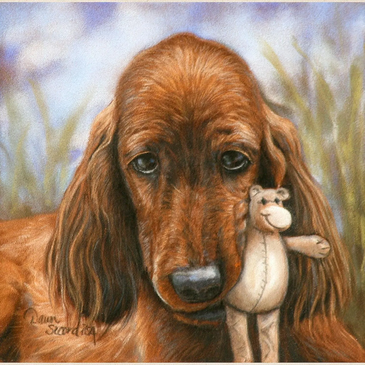CafePress Irish Setter Pup By Dawn Secord Tote Bag Natural Canvas Tote Bag, Reusable Shopping Bag