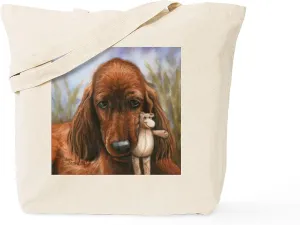 CafePress Irish Setter Pup By Dawn Secord Tote Bag Natural Canvas Tote Bag, Reusable Shopping Bag