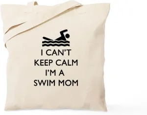 CafePress Keep Calm Swim Mom Tote Bag Natural Canvas Tote Bag, Reusable Shopping Bag