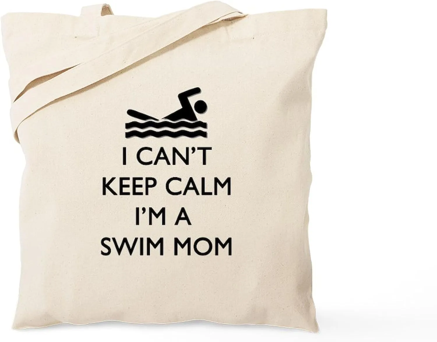 CafePress Keep Calm Swim Mom Tote Bag Natural Canvas Tote Bag, Reusable Shopping Bag