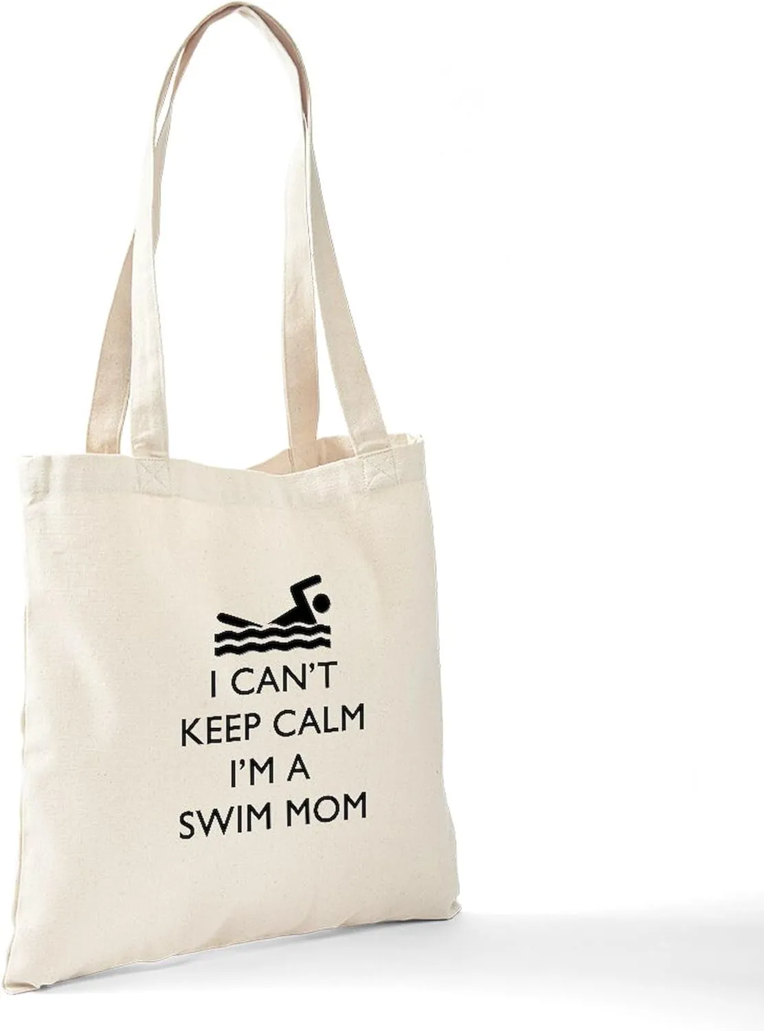 CafePress Keep Calm Swim Mom Tote Bag Natural Canvas Tote Bag, Reusable Shopping Bag