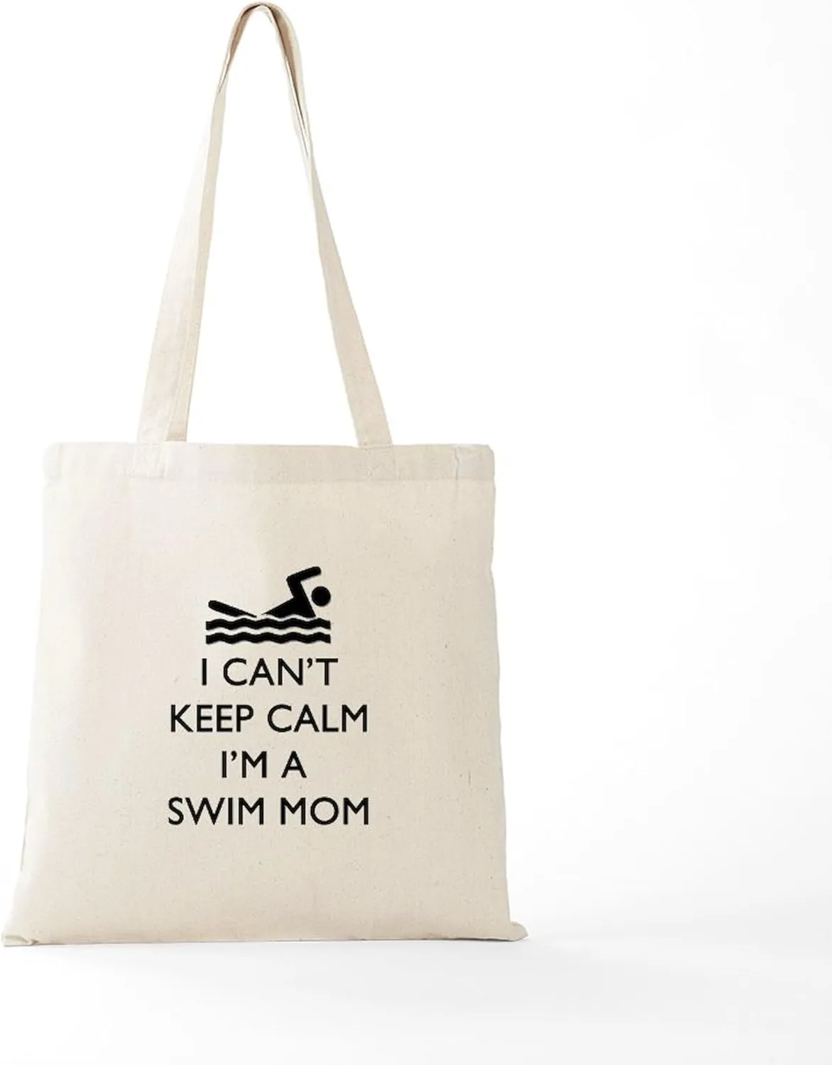 CafePress Keep Calm Swim Mom Tote Bag Natural Canvas Tote Bag, Reusable Shopping Bag
