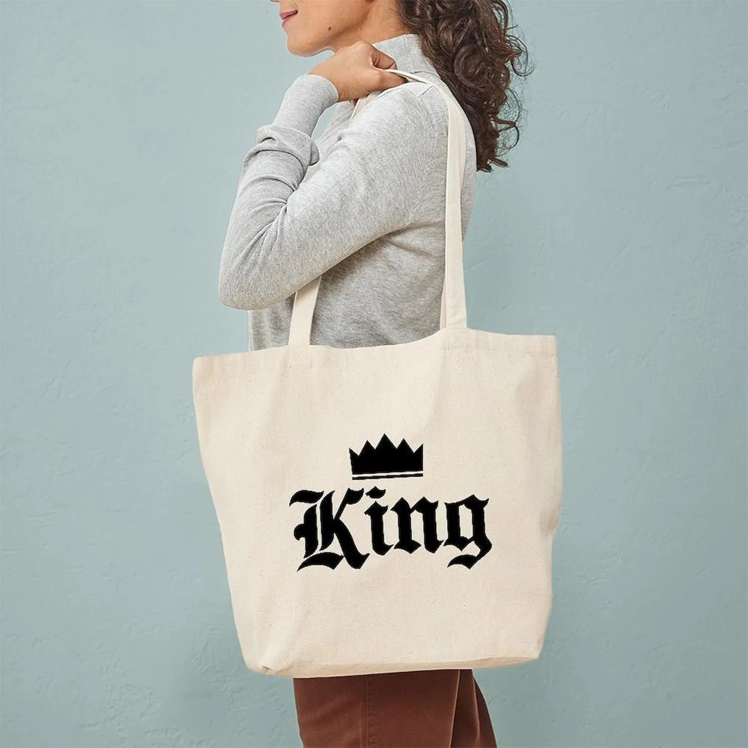 CafePress King Tote Bag Natural Canvas Tote Bag, Reusable Shopping Bag