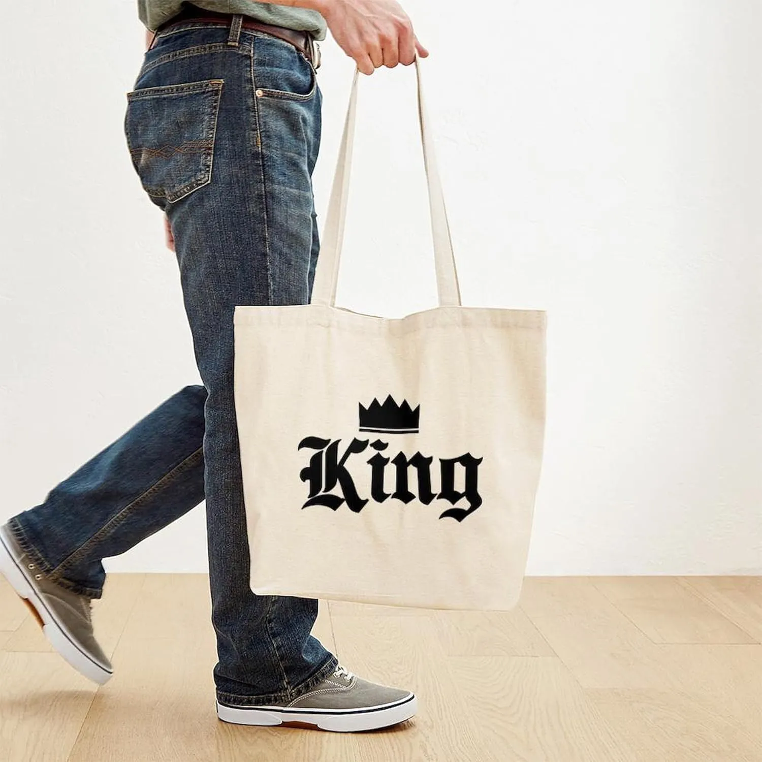 CafePress King Tote Bag Natural Canvas Tote Bag, Reusable Shopping Bag