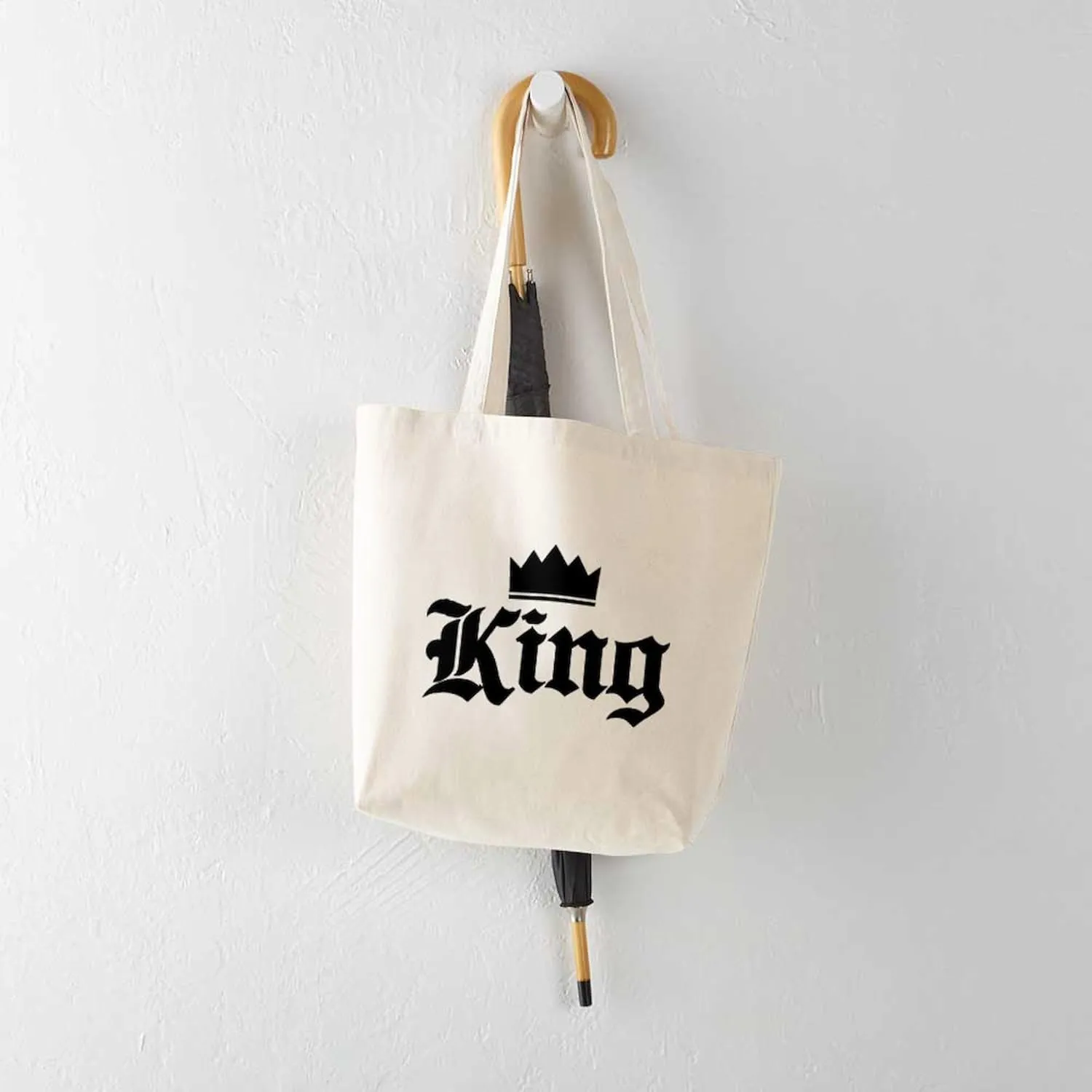 CafePress King Tote Bag Natural Canvas Tote Bag, Reusable Shopping Bag