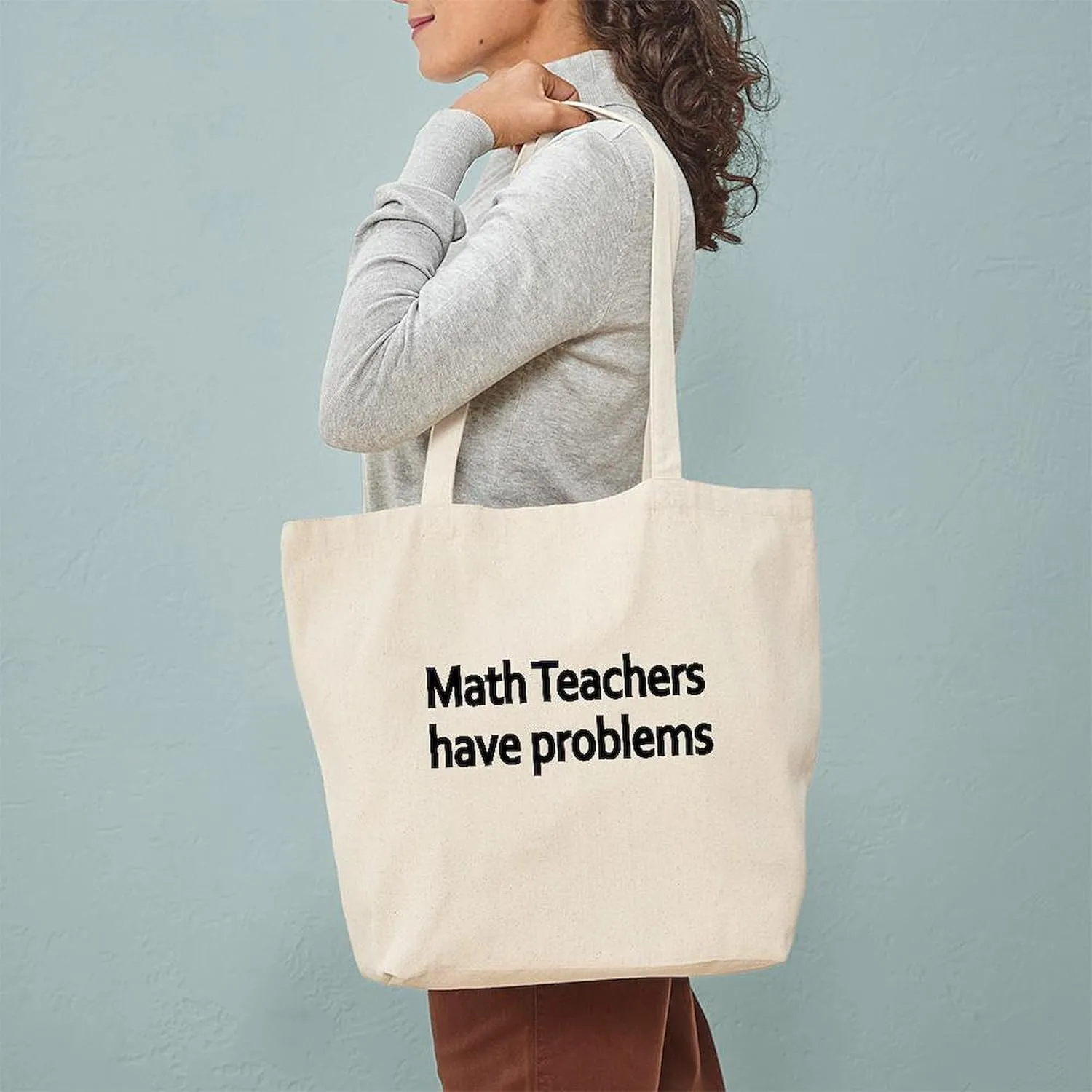 CafePress MATH TEACHERS HAVE PROBLEMS 2 Tote Bag Natural Canvas Tote Bag, Reusable Shopping Bag