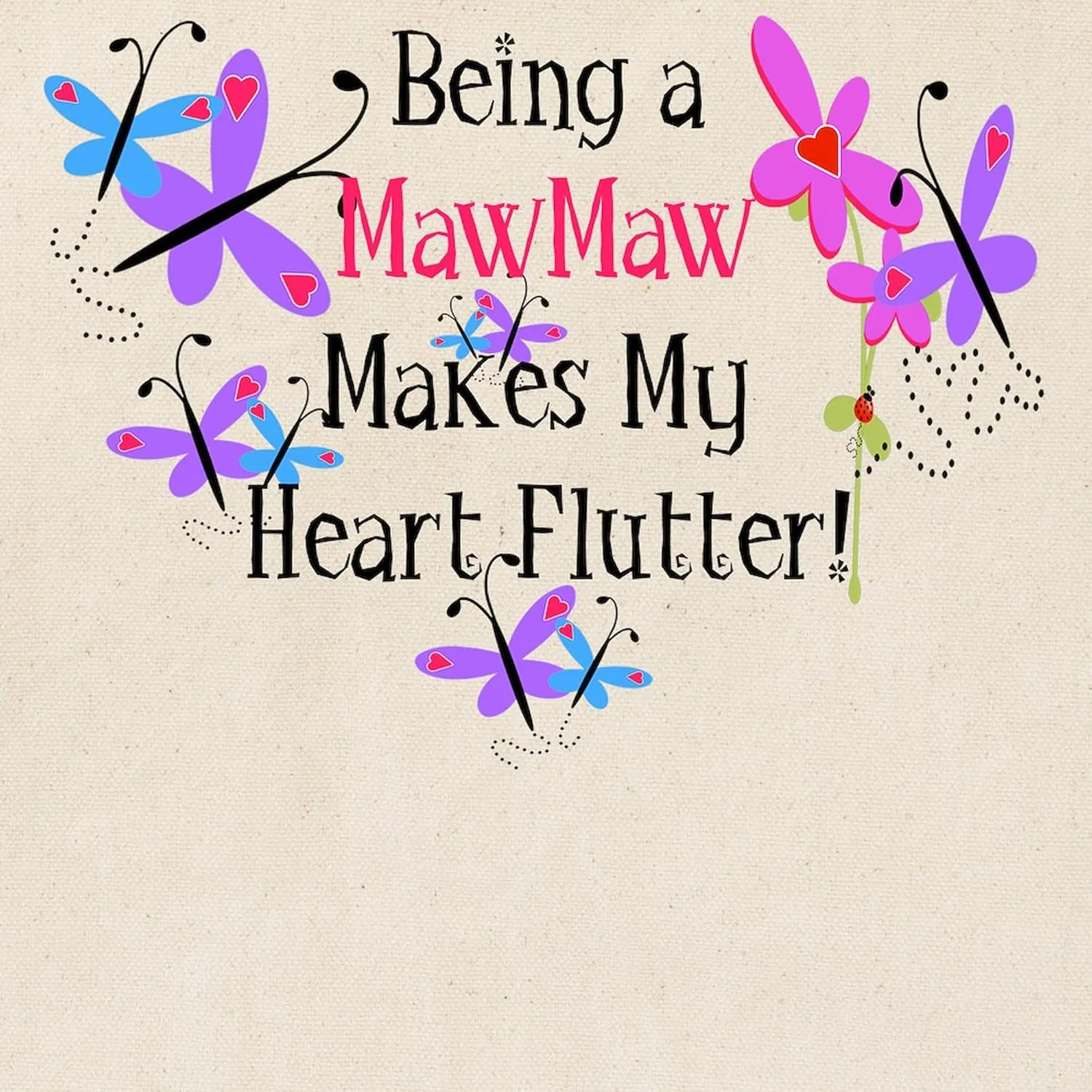 CafePress Mawmaw Heart Flutter Tote Bag Natural Canvas Tote Bag, Reusable Shopping Bag