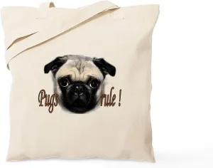 CafePress PUG Tote Bag Natural Canvas Tote Bag, Reusable Shopping Bag