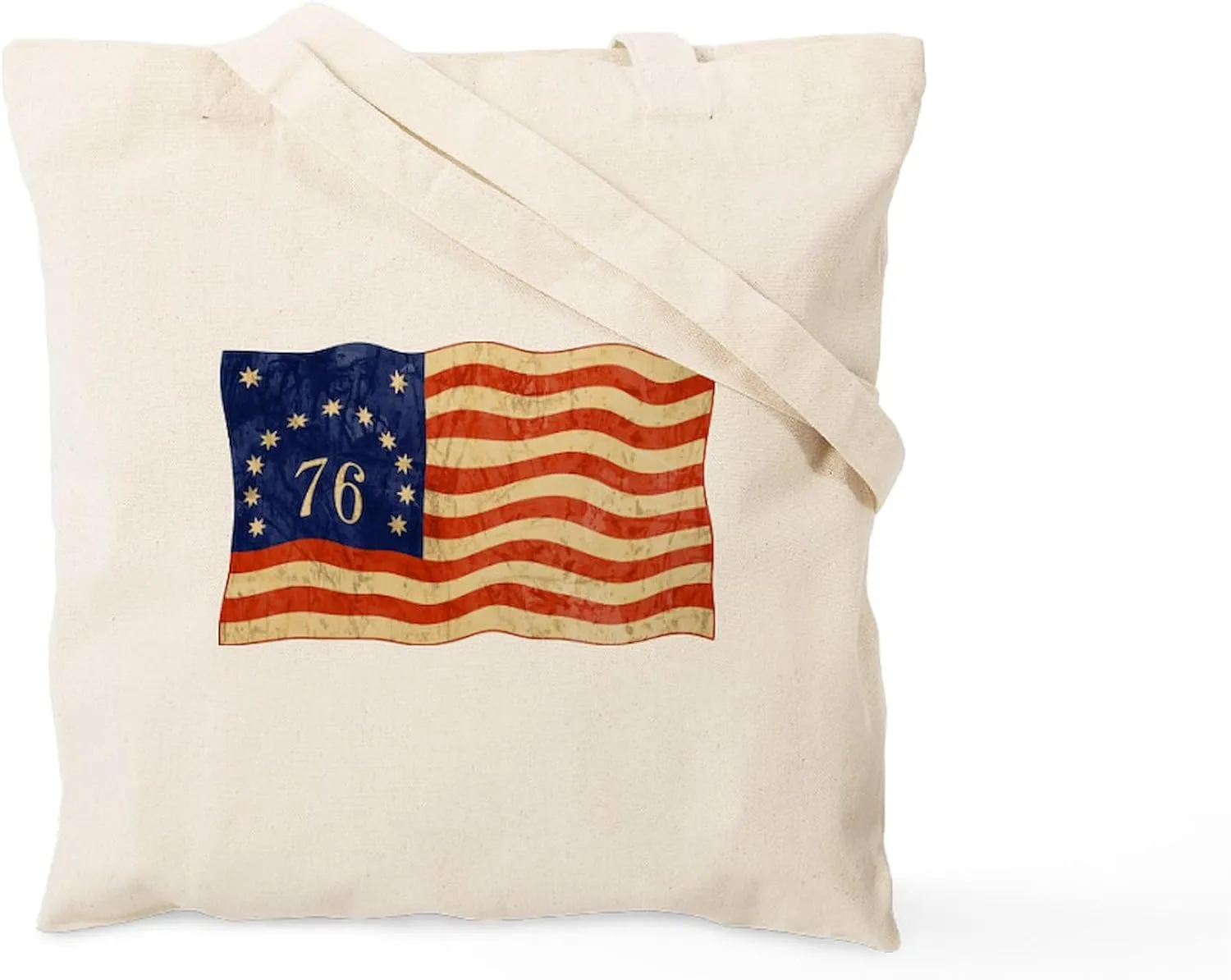 CafePress Retro 1776 American Flag Tote Bag Natural Canvas Tote Bag, Reusable Shopping Bag