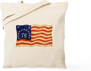 CafePress Retro 1776 American Flag Tote Bag Natural Canvas Tote Bag, Reusable Shopping Bag
