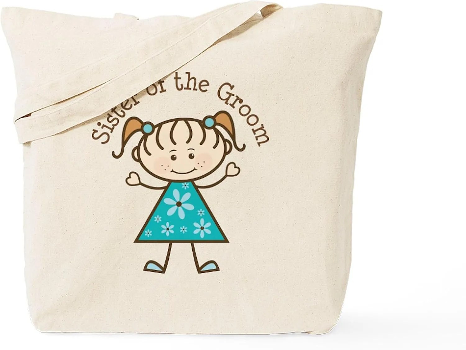 CafePress Sister Of The Groom Stick Figure Tote Bag Natural Canvas Tote Bag, Reusable Shopping Bag