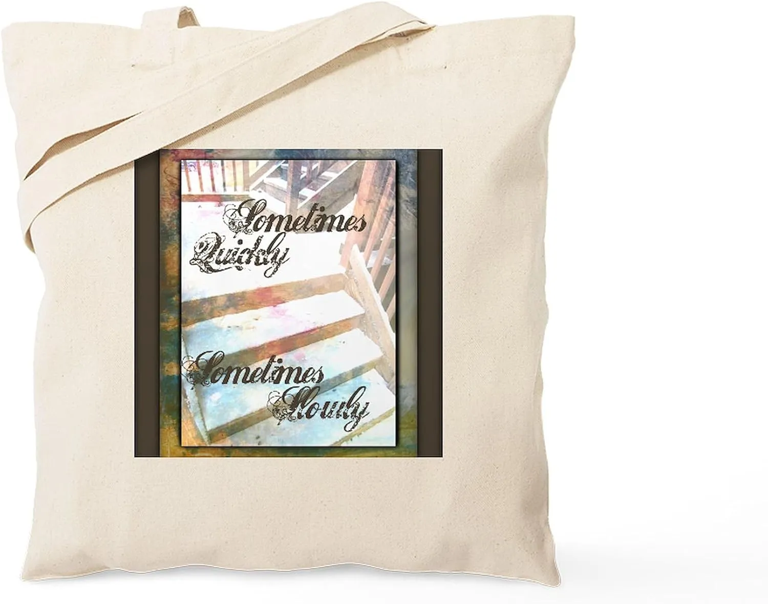 CafePress Sometimes Quickly, Sometimes Slowly Tote Bag Natural Canvas Tote Bag, Reusable Shopping Bag