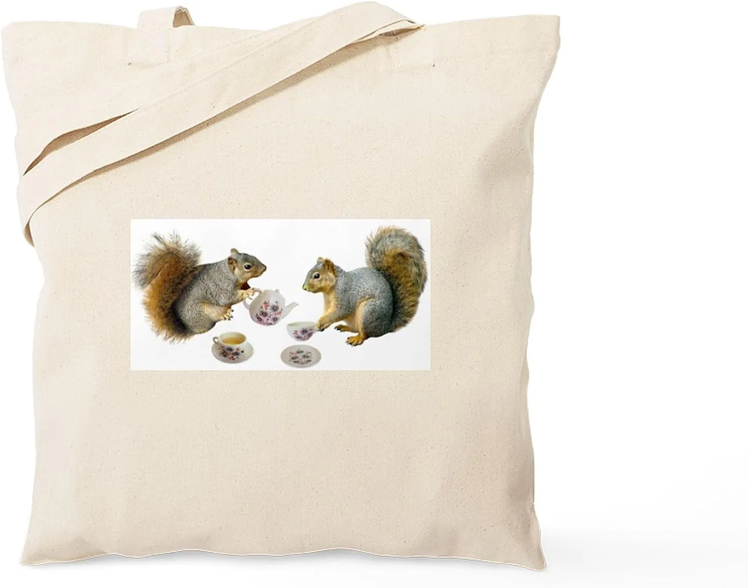CafePress Squirrels Tea Party Tote Bag Natural Canvas Tote Bag, Reusable Shopping Bag