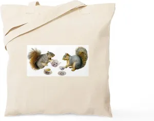 CafePress Squirrels Tea Party Tote Bag Natural Canvas Tote Bag, Reusable Shopping Bag