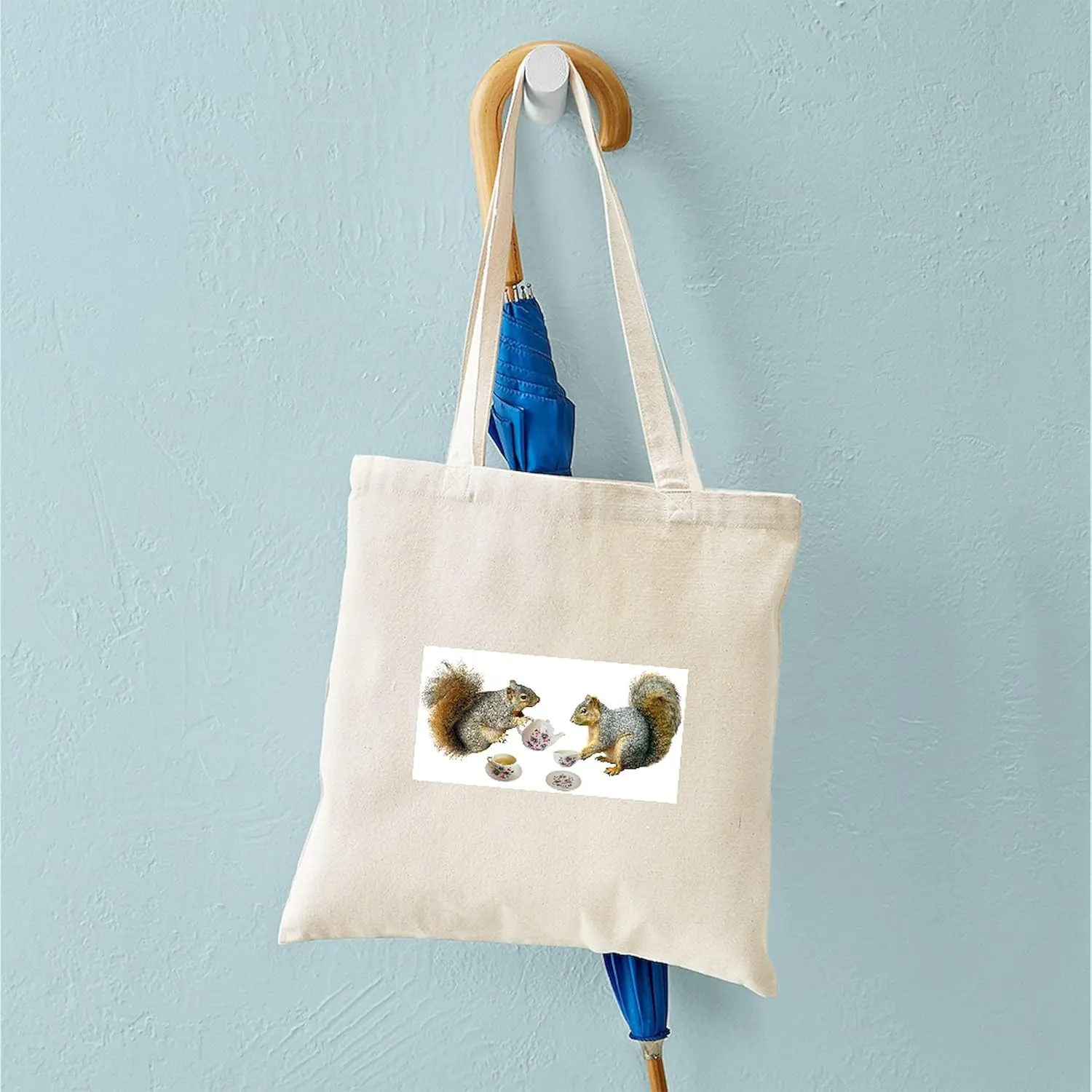 CafePress Squirrels Tea Party Tote Bag Natural Canvas Tote Bag, Reusable Shopping Bag