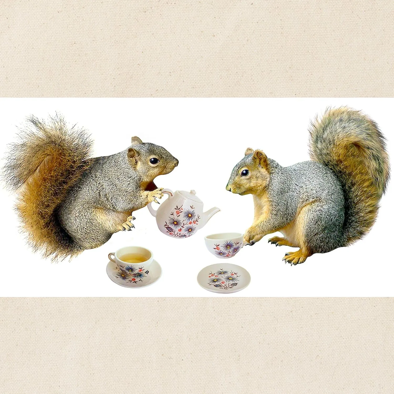 CafePress Squirrels Tea Party Tote Bag Natural Canvas Tote Bag, Reusable Shopping Bag