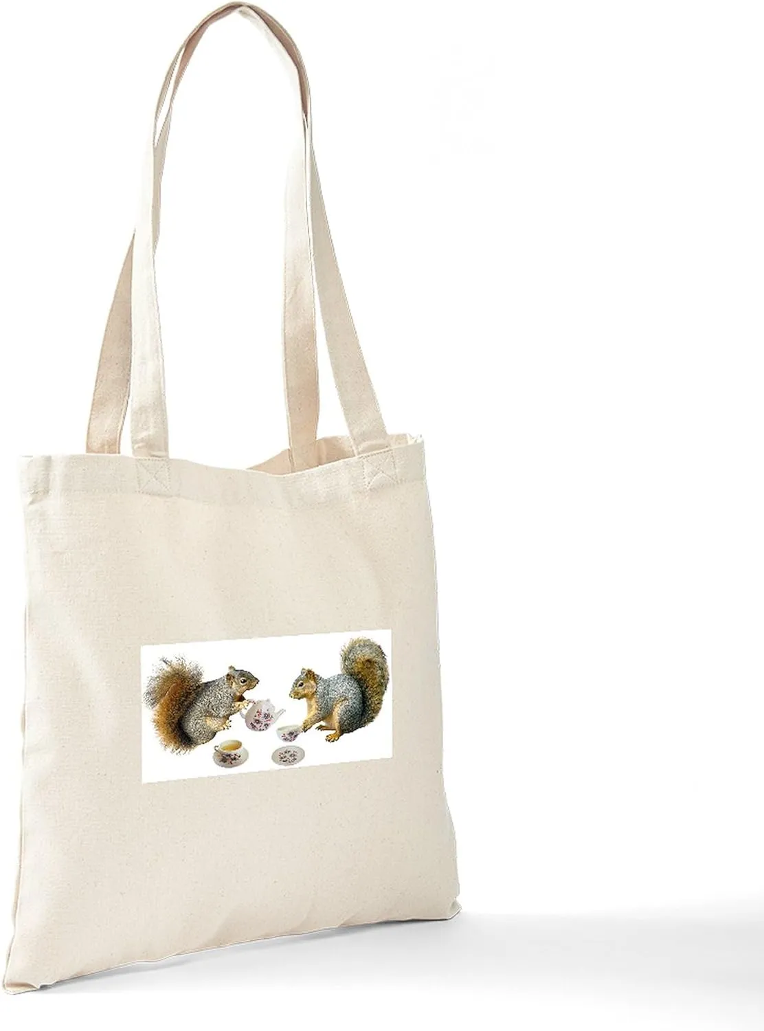 CafePress Squirrels Tea Party Tote Bag Natural Canvas Tote Bag, Reusable Shopping Bag