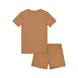 Camel Small Ribbed Shorts Two-Piece Set