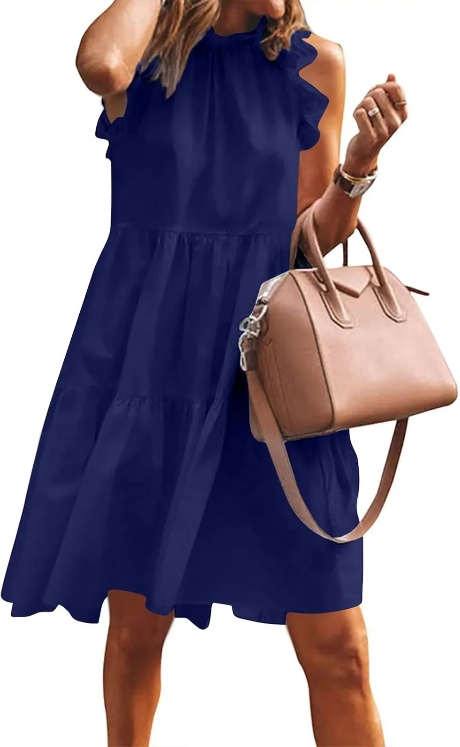 Casual Dresses for Women, 2023 Women's Summer Dress, Beach Ruffle Mini Dress Short Babydoll Dress Flowy Dress