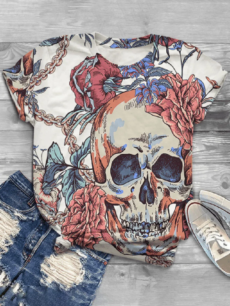 Casual Wild Impression Grunt Print Short Sleeve T-shirt