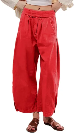 CHARTOU Women's Baggy Barrel Pant Wide Leg Horseshoe Ankle Jeans Mid Rise Harem Y2K Denim Pants with Pockets