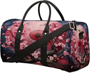 Cherry Blossom Travel Duffel Bag for Women Men, Japanese Flower Sport Tote Gym Bag Foldable Weekender Overnight Bag Waterproof Carry On Luggage Bag