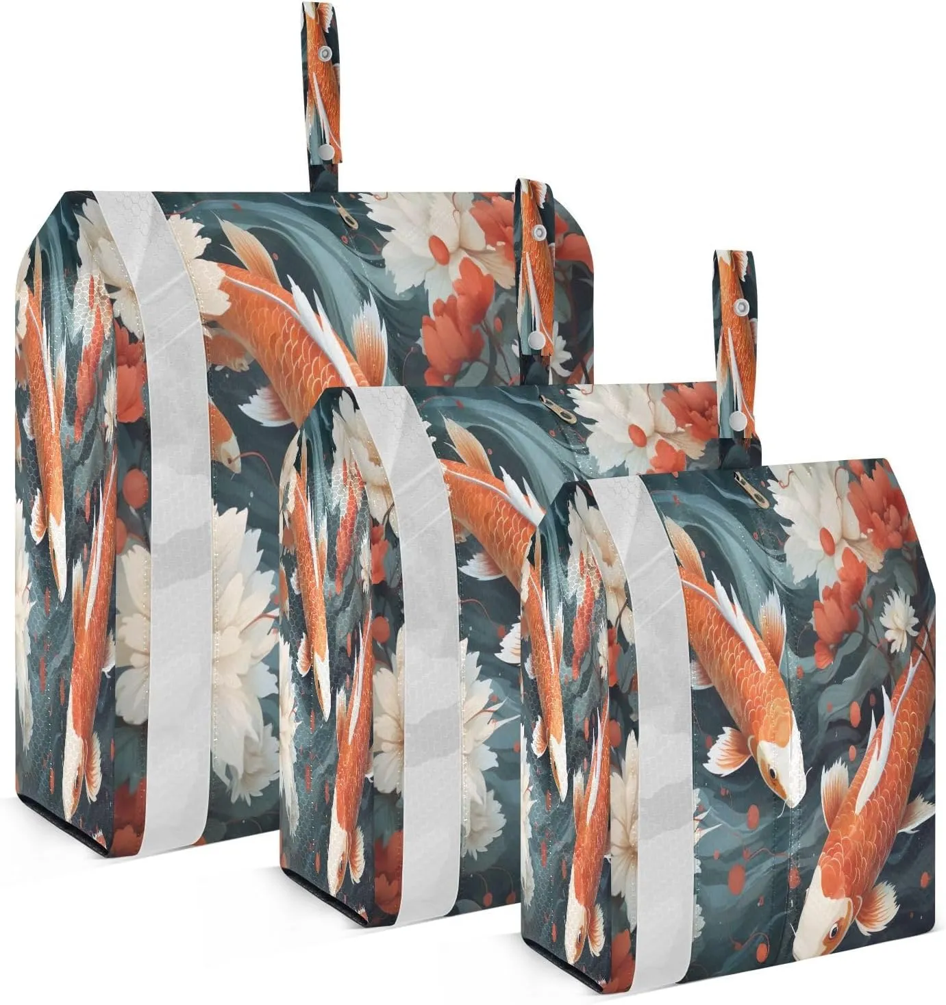 Chinese Style Fish Flowers Compression Packing Cubes Large Travel Packing Cubes Luggage Organizers for Suitcases Travel Bag for Carry on Suitcases
