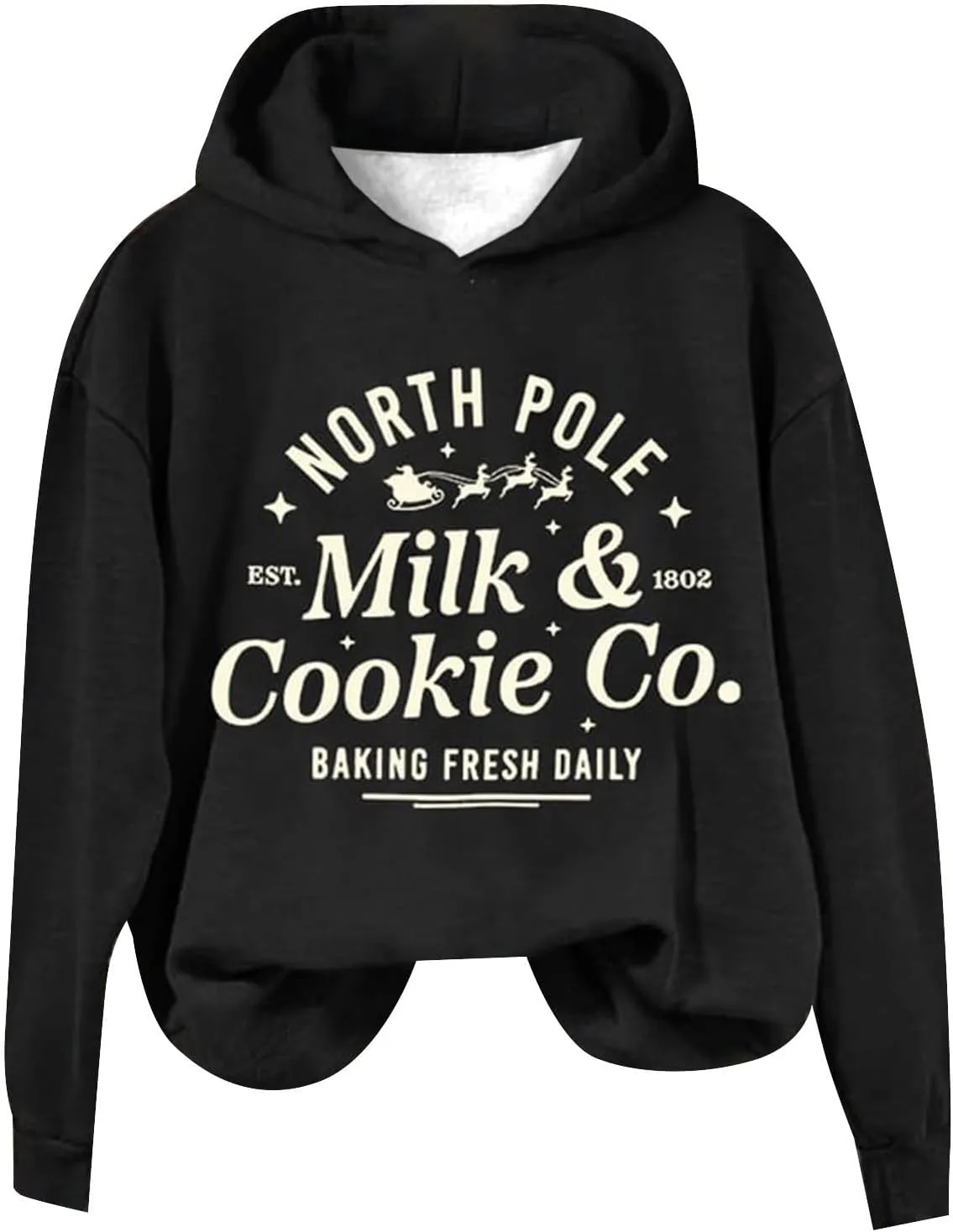 Christams Sweatshirt for Women Long Sleeve Letter Graphic Print Sweatshirts Y2K Oversized Hoodie with Pocket