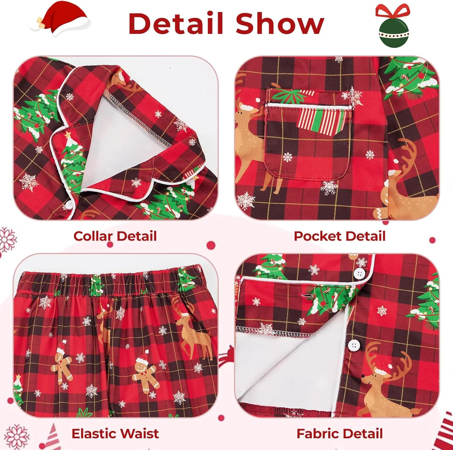 Christmas Matching Pajamas for Couples Women Men Button Down Pjs Set Festival Party Sleepwear Loungewear Set