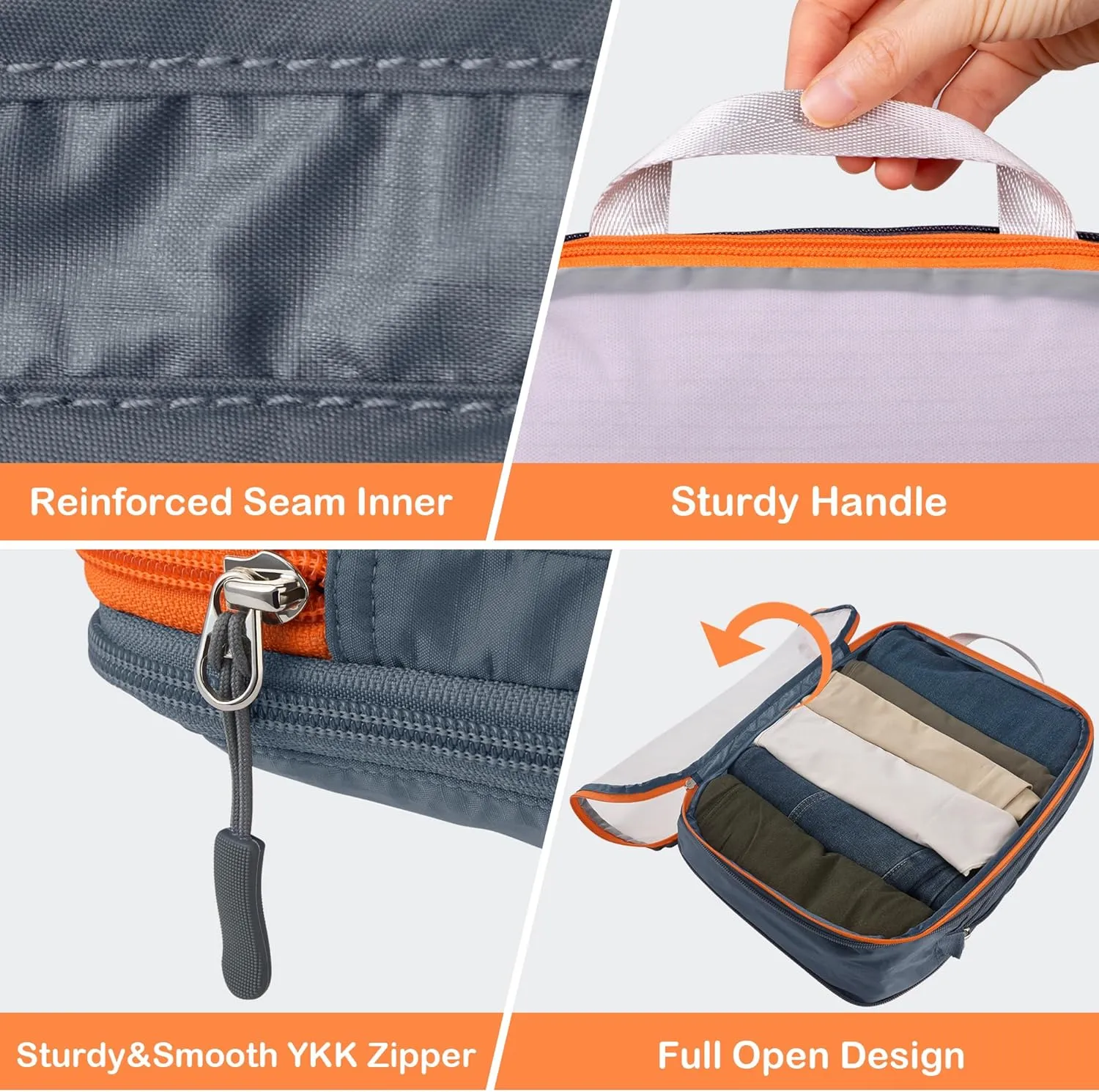 Cipway Compression Packing Cubes, See Through Mesh Luggage Organizer Bags, Travel Essentials for Carry on Suitcase with Laundry Bag and Clear Toiletries Bag6Pcs,Grey