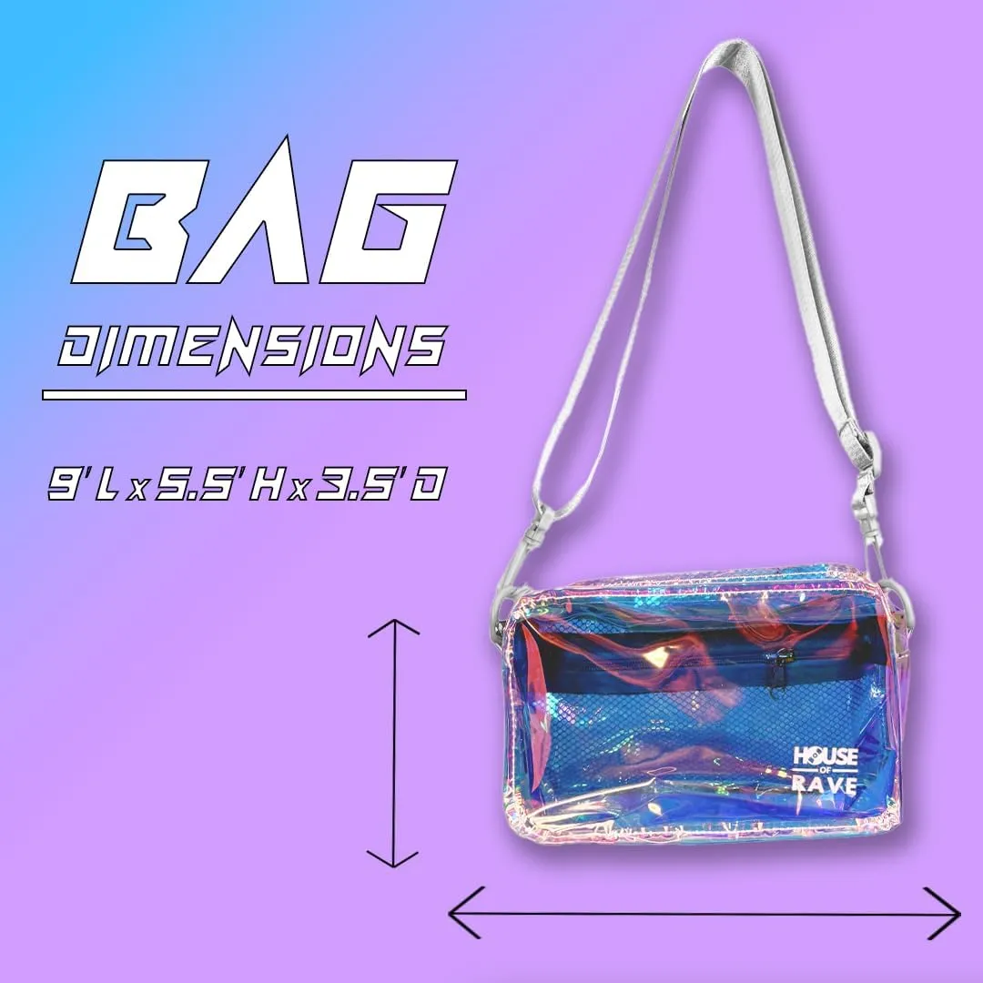 Clear Crossbody Bag - Neon Rave Bag - Clear Festival Bag for Women Men - Jelly Bag - Vegan Leather Carry Bag