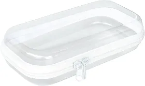 Clear Hard Plastic Zipper Case,1Pcs clear zipper caseProfessional-Grade Plastic Clear Zipper Pencil Case, Toiletry Pouch, Travel Organizer, Cosmetic Bag, Toy Storage Bins (1PCS-M)