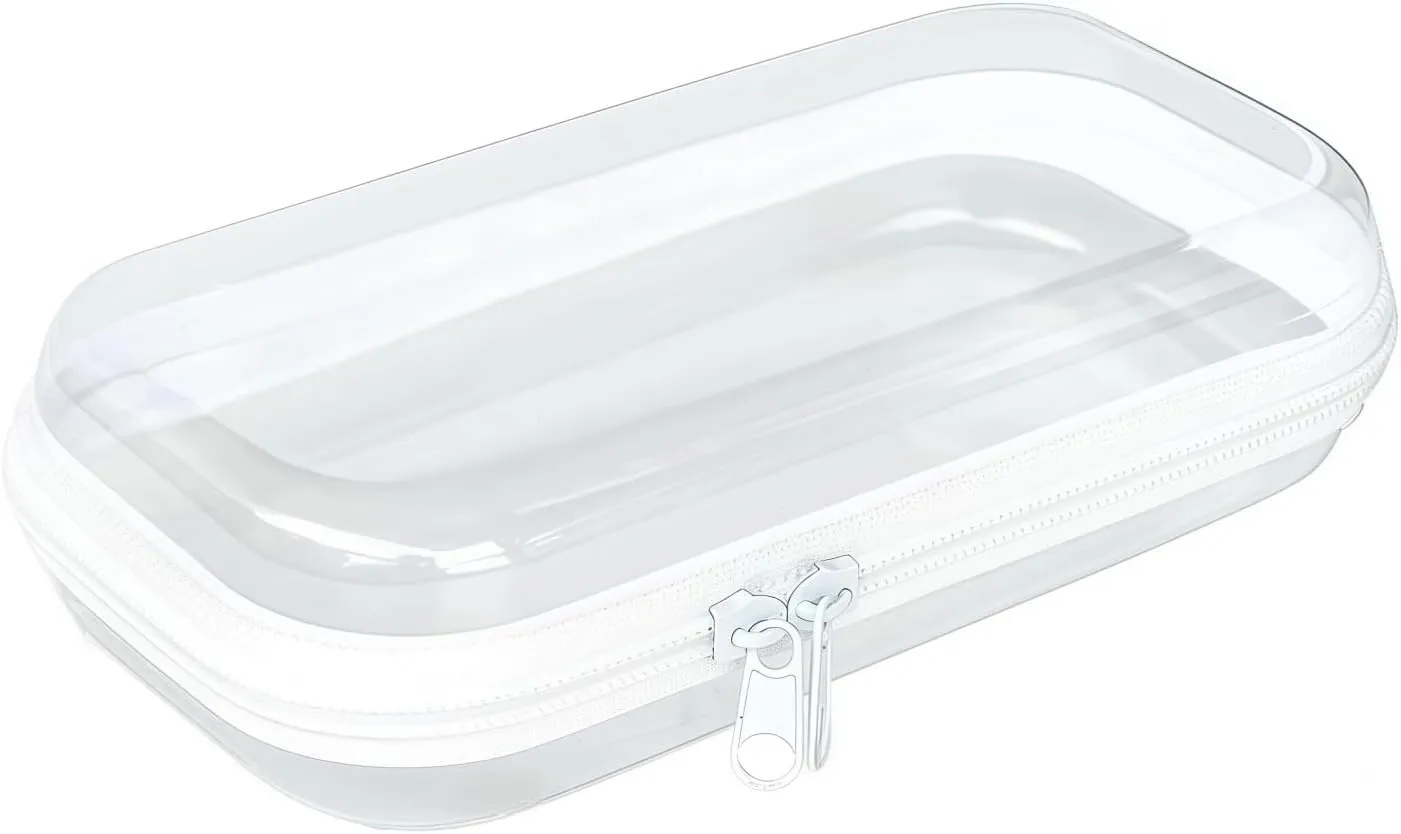 Clear Hard Plastic Zipper Case,1Pcs clear zipper caseProfessional-Grade Plastic Clear Zipper Pencil Case, Toiletry Pouch, Travel Organizer, Cosmetic Bag, Toy Storage Bins (1PCS-M)