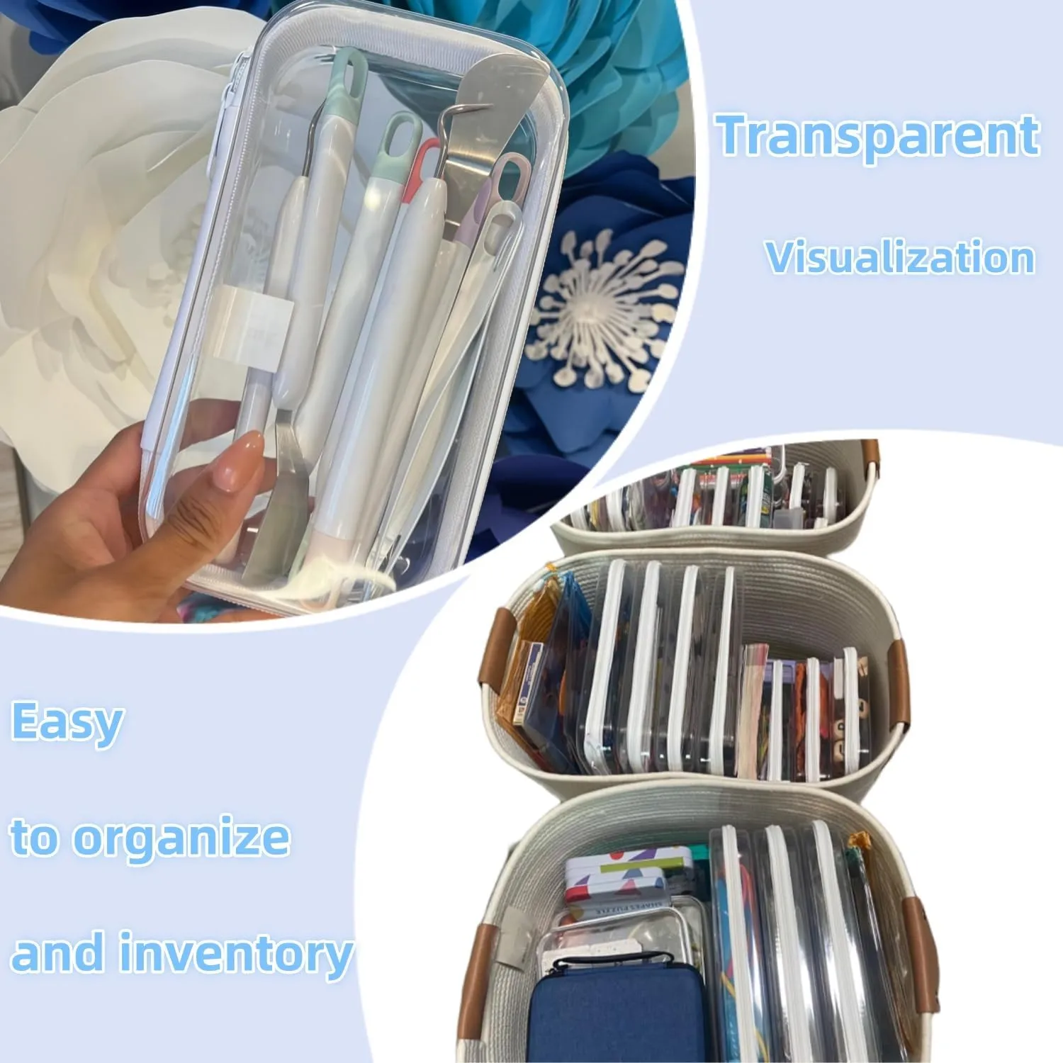 Clear Hard Plastic Zipper Case,1Pcs clear zipper caseProfessional-Grade Plastic Clear Zipper Pencil Case, Toiletry Pouch, Travel Organizer, Cosmetic Bag, Toy Storage Bins (1PCS-M)