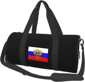 Coat Of Arms Of Russia Flag Of Russia Convertible Garment Bag with Shoulder Strap, Carry on Garment Duffel Bag for Men Women - Rolling Foldable for Travel Luggage Bags (Black)