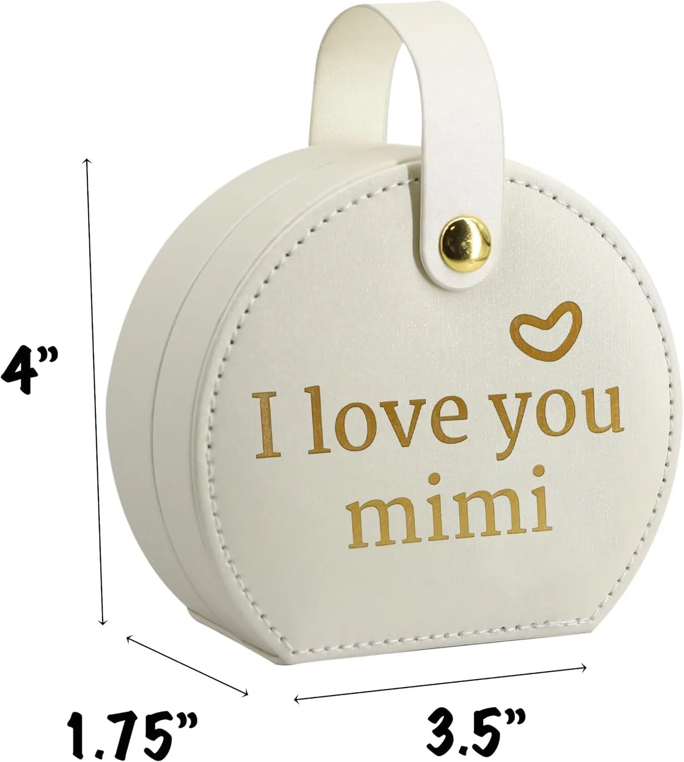 COLLECTIVE HOME - Travel Jewelry Case, Elegant Half-Moon Design with Heartfelt Message, Detachable Handle, Personalized Mother's Day Gift, Cherishing Special Moments (I love you mimi)