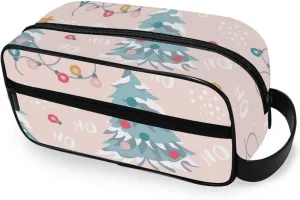 Colorful Lights and Christmas Trees Travel Toiletry Bag Makeup Bag Packing Organizers with Hanging Hook Portable Water Resistant Small Travel Bag for Toiletries, Jewelry, Travel Essentials